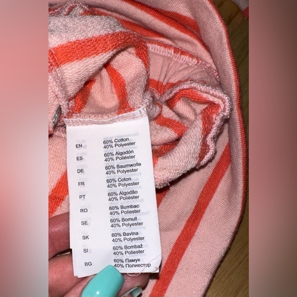 Helly Hansen Orange & Pink Striped Full-Zip Jacket L | High Neck | Cotton Blend - Picture 9 of 14